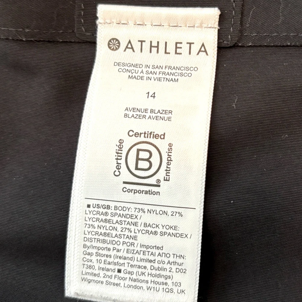 Athleta Avenue Blazer EUC Black Size 14